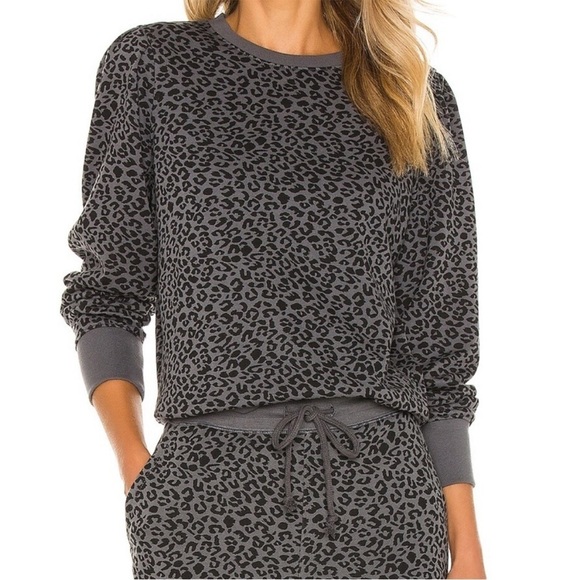RAILS Marcie Charcoal Mini Cheetah Gray Black Sweatshirt Sz XS - Picture 1 of 10